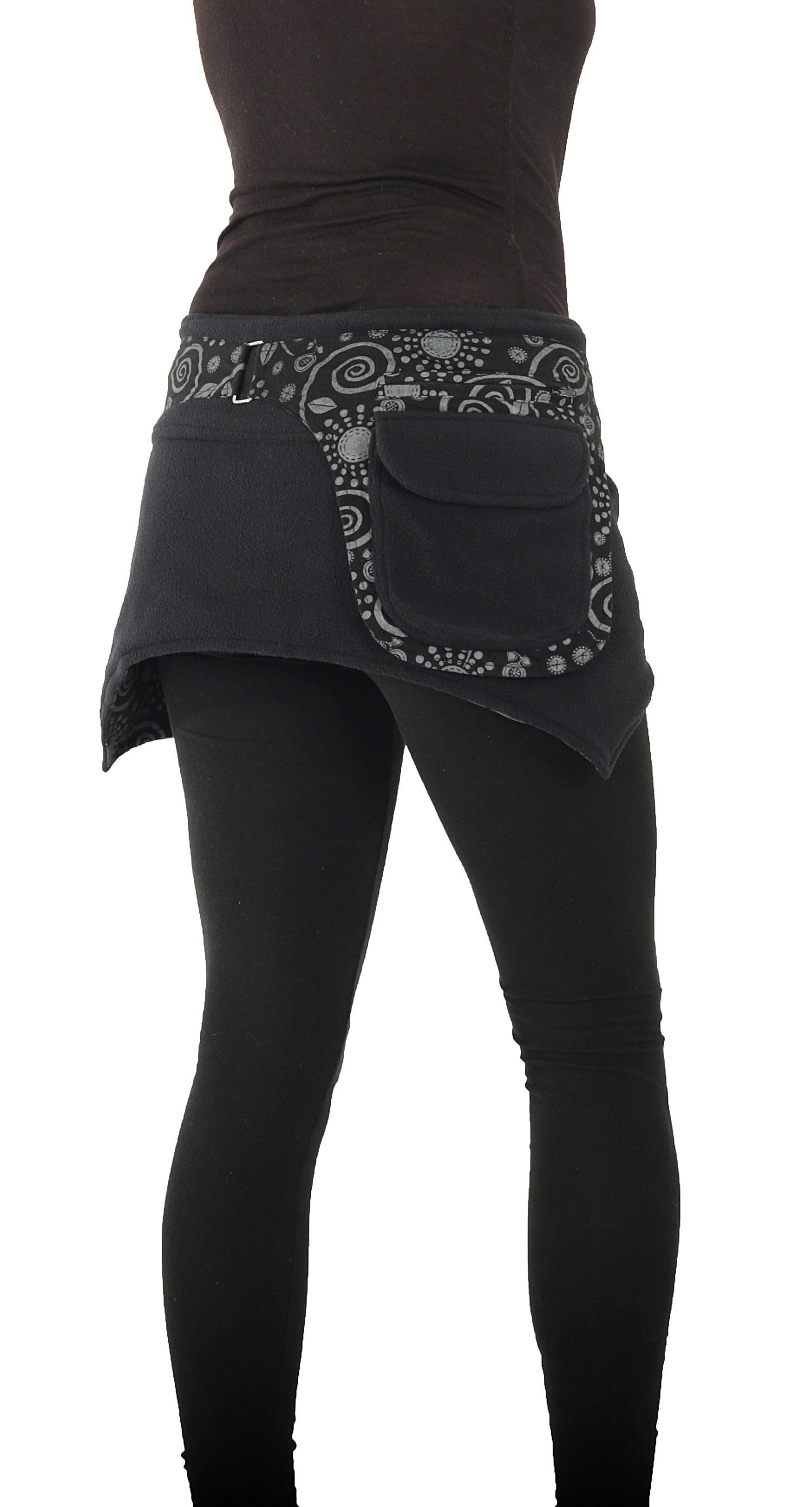 PUREWONDER Wickelrock Damen Wickelrock, Nierenwärmer und Cacheur aus Fleece sk22 Schwarz 2 aus Fleece – Bild 4 von 5