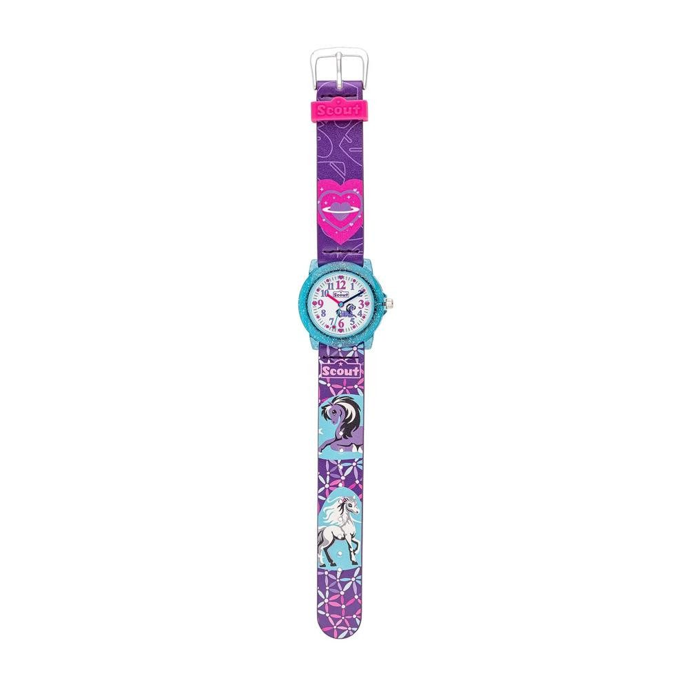 Scout Chronograph Quarzuhr für Mädchen mit Pferden und Kunststoffgehäuse