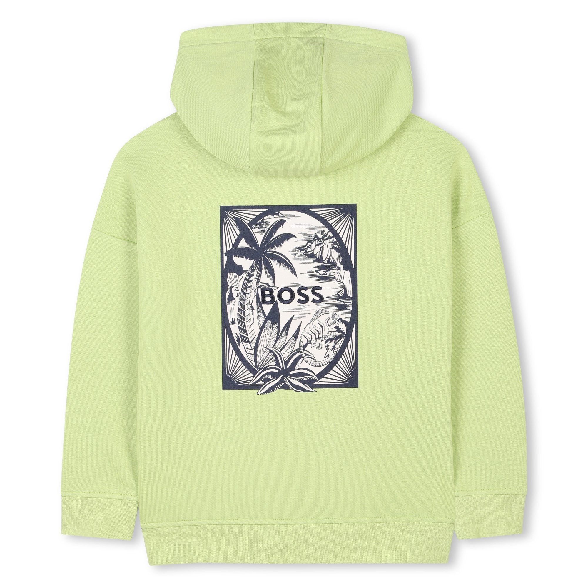 Boss Kidswear Kapuzenpullover BOSS Kidswear Kapuzensweatshirt grün mit dezentem Logo und Rückenprint