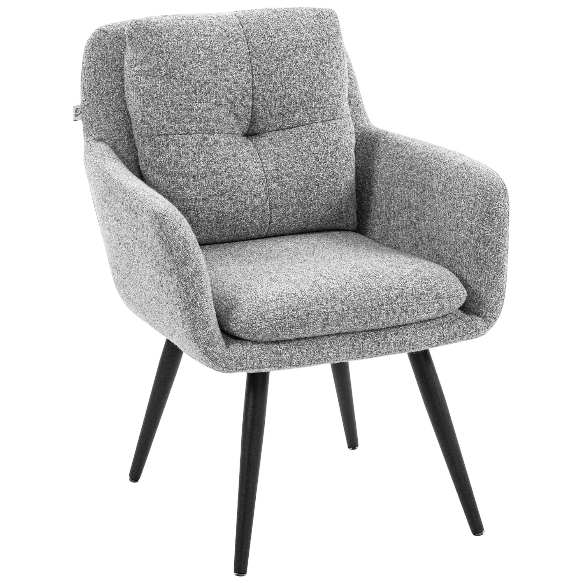 HOMCOM Relaxsessel Sessel Loungesessel mit Leinenoptik, mit Metallbeinen (Einzelsessel, 1-St., Armlehnensessel), für Wohnzimmer, Schlafzimmer, Hellgrau
