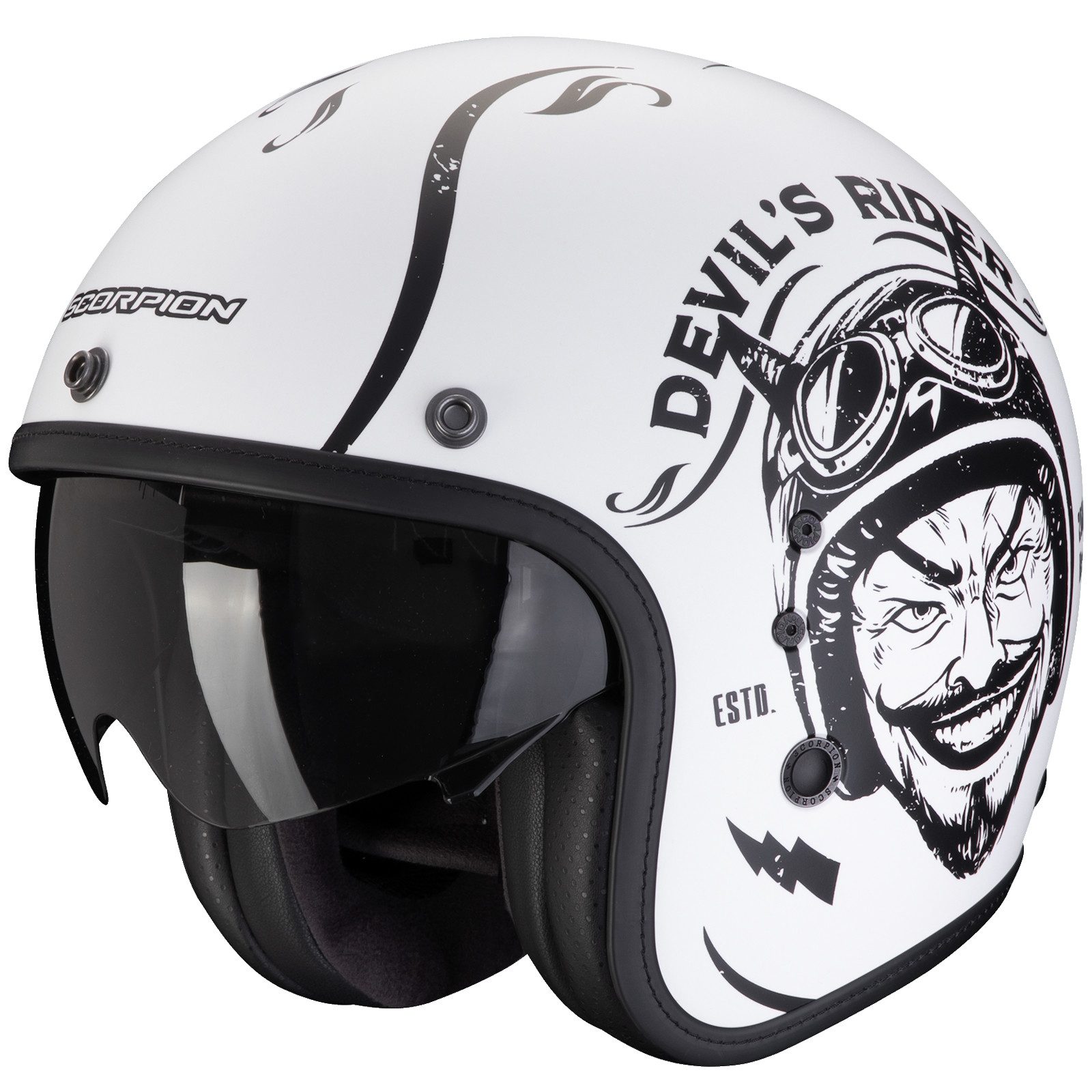 Motorradhelm Scorpion Exo Belfast EVO Romeo Jet-Helm Matt-Weiss / Schwarz