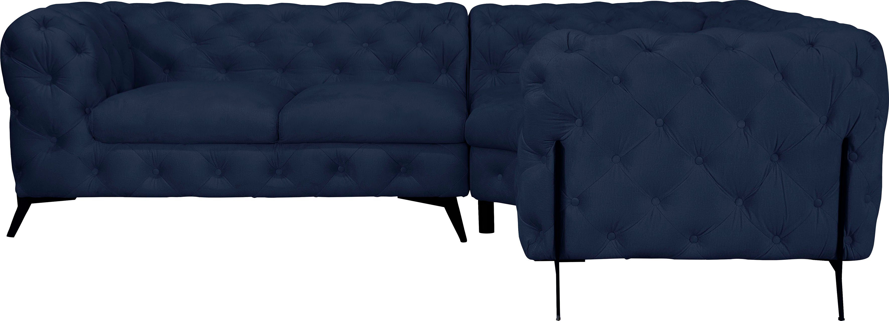 Home affaire Chesterfield-Sofa Amaury L-Form, moderne Chersterfield-Optik, Breite 262 cm, Fußfarbe wählbar