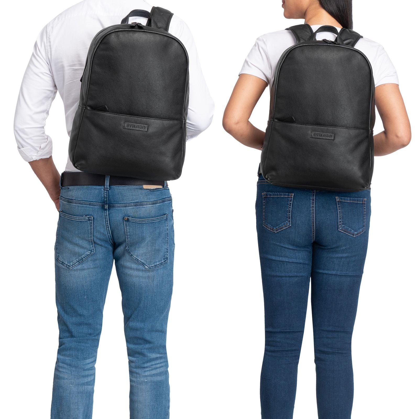 STILORD Notebook-Rucksack "Chicago" Leder Rucksack mit Laptopfach 13,3 Zoll