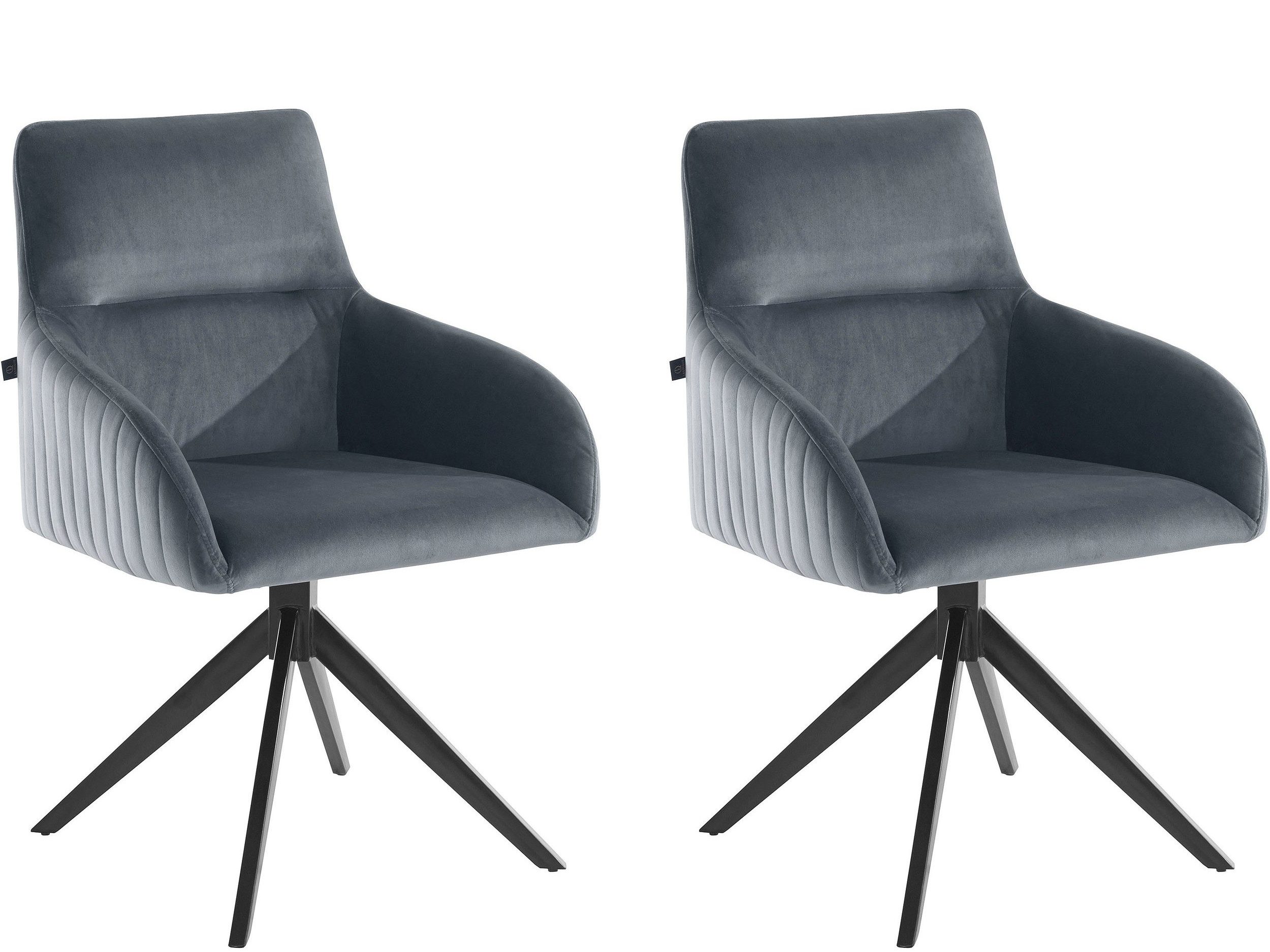 loft24 Esszimmersessel Neve (Set, 2-St., 2er-Set), Esszimmerstuhl mit Armlehne, Armlenstuhl, Samtoptik, Stuhl