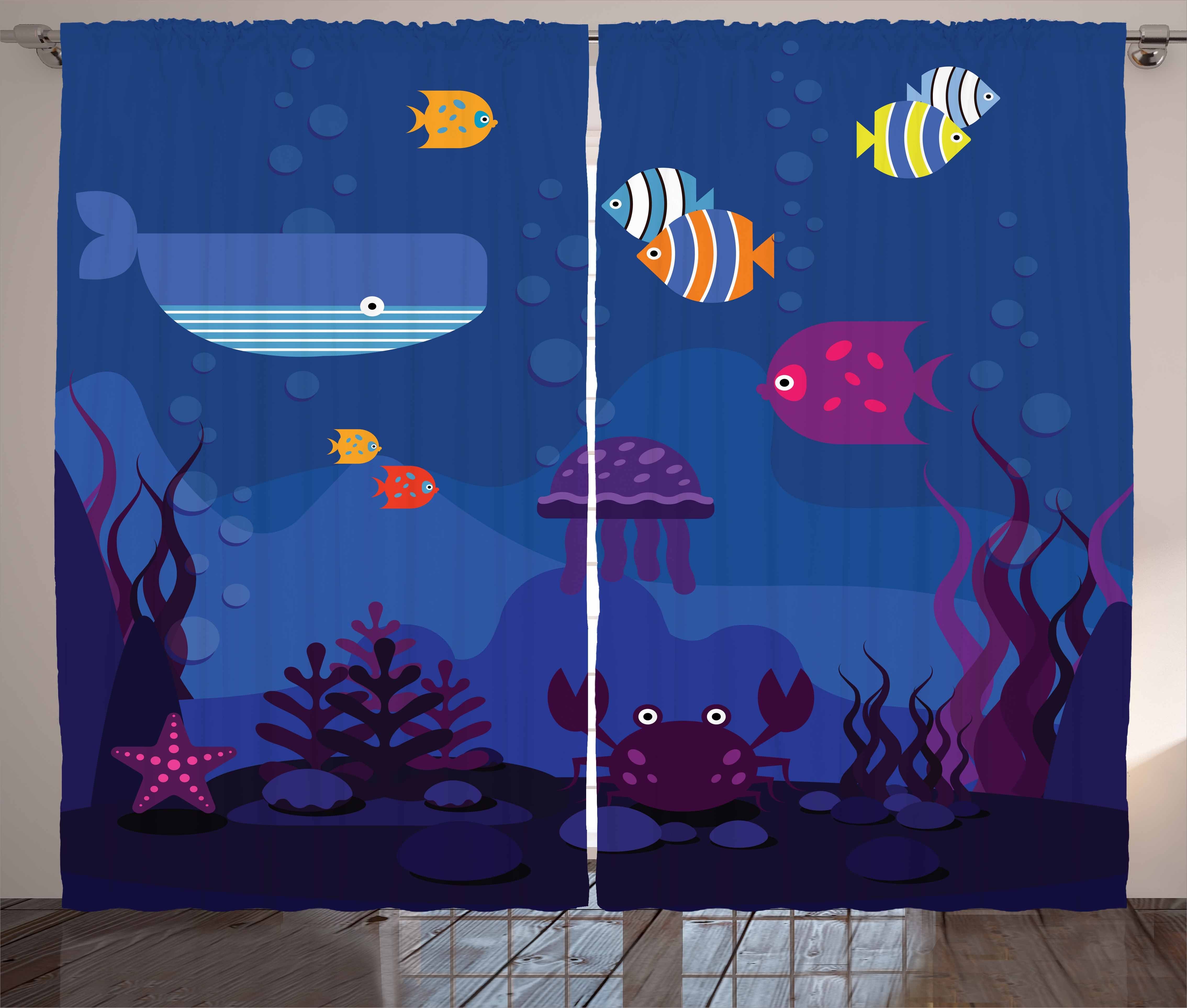 Unterwasser Aquarium-Fisch-Wal und Abakuhaus, Vorhang Haken, Schlaufen Gardine Schlafzimmer Kräuselband mit