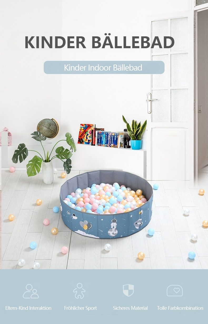 habeig Bällebad Faltbar 100/120cm Durchmesser Oxford 200 Bällen Tragetasche, Besonders stabil