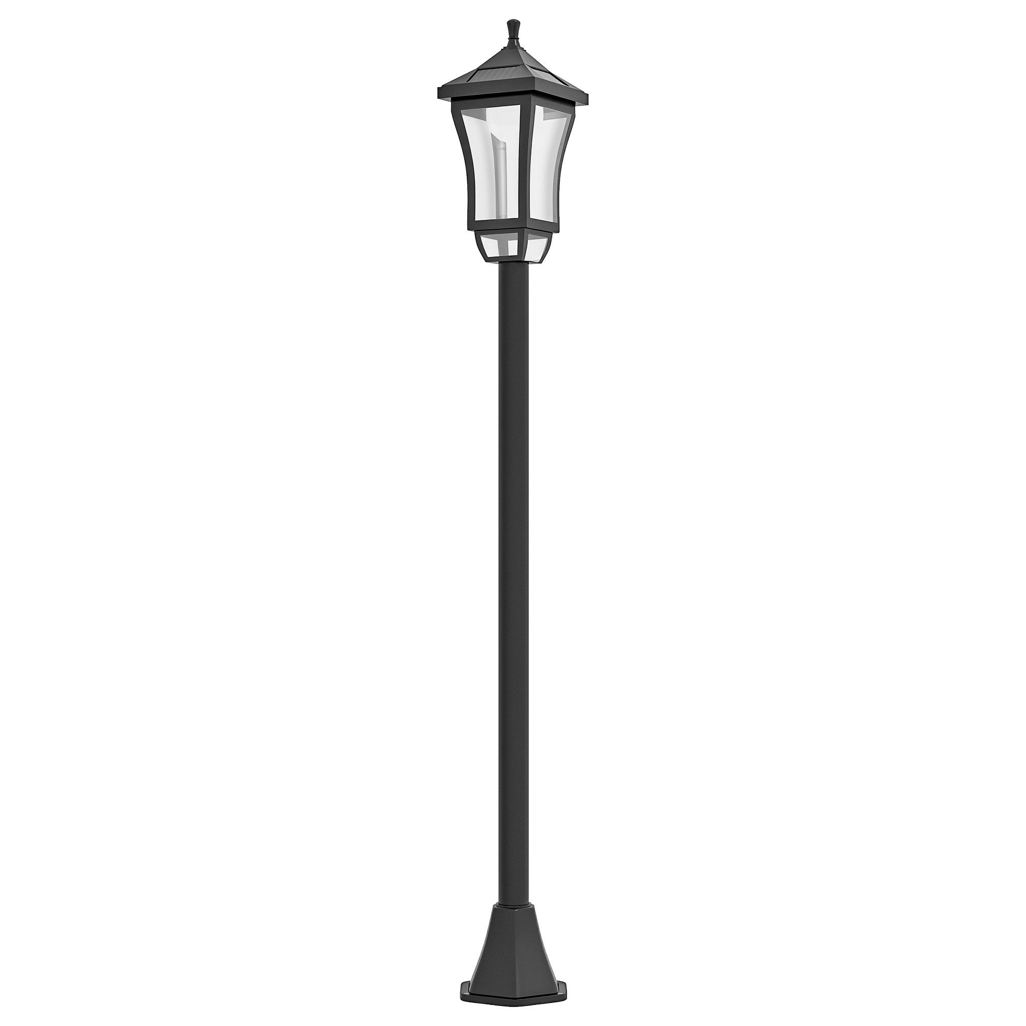Outsunny Außen-Stehlampe mit Kaltweiß LED Licht, Lichtsensor, Solarbetrieben, wetterfest, automatische Ein-,Ausschaltung, LED, Kaltweiß, automatisches Ein- und Ausschalten, Laterne, Schwarz