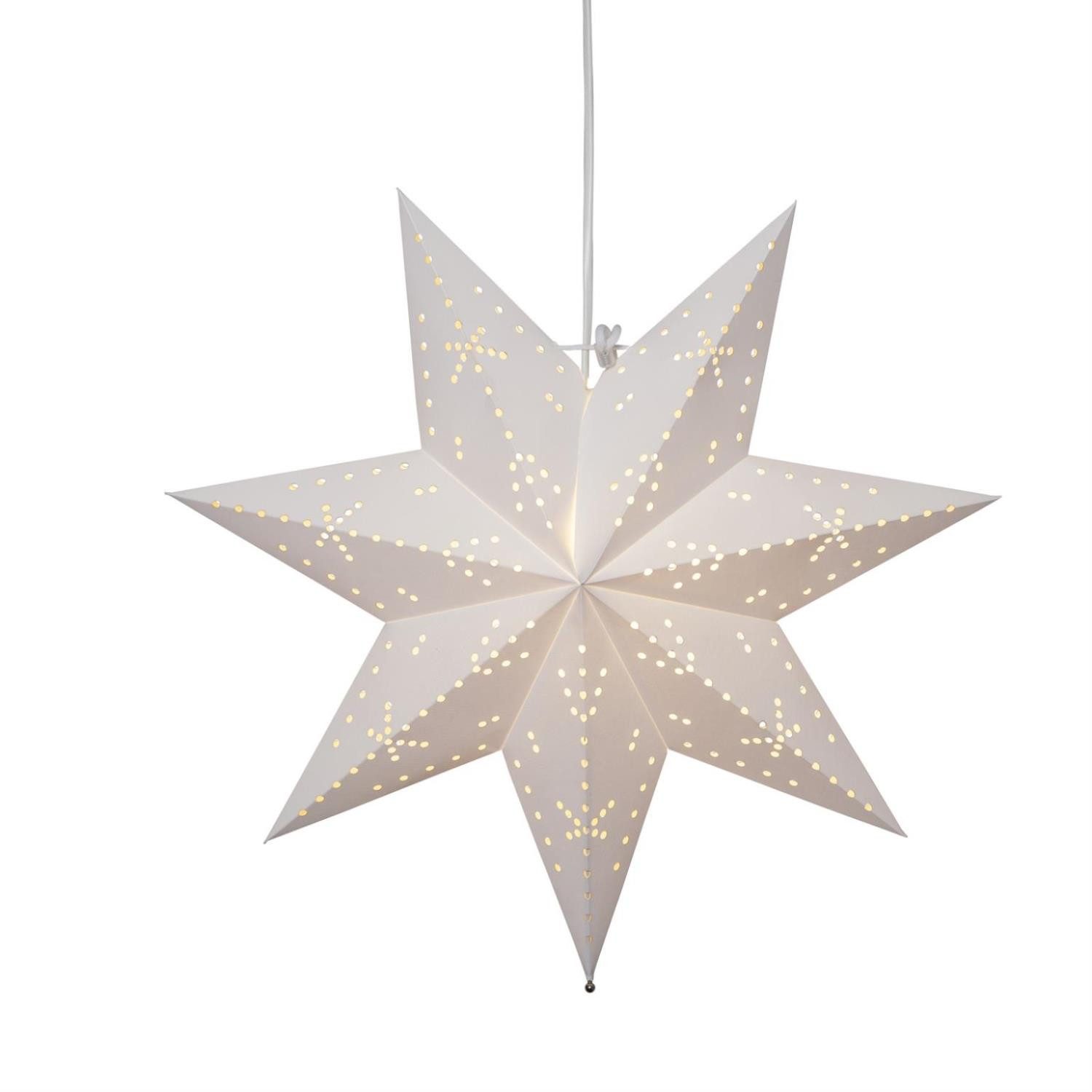 MARELIDA LED Stern Papierstern Leuchtstern Weihnachtsstern Faltstern 45cm mit Kabel weiß
