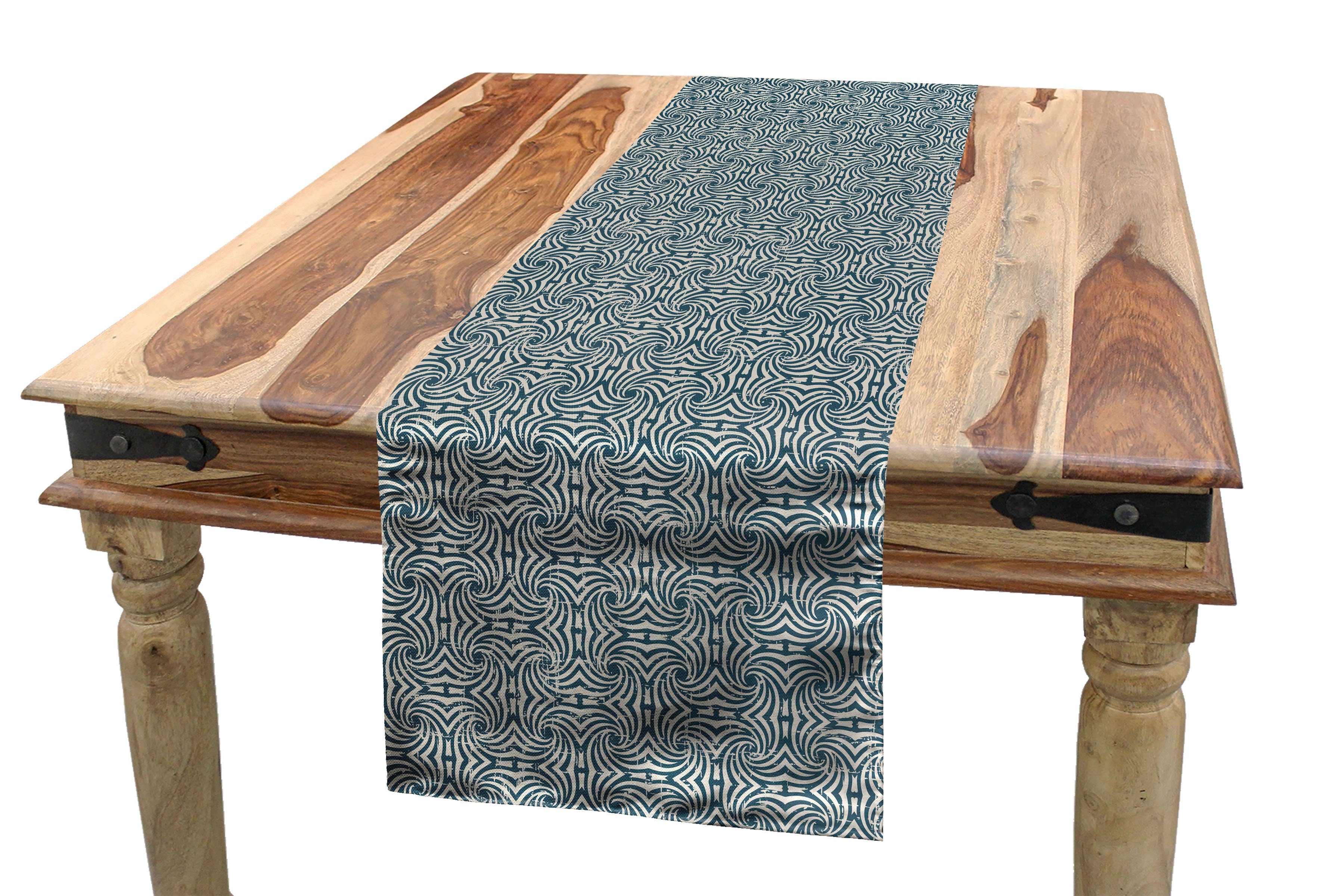 Tischläufer, mit Antik Jahrgang Küche Tischläufer Rechteckiger Dekorativer Abakuhaus Esszimmer Curves Streifen