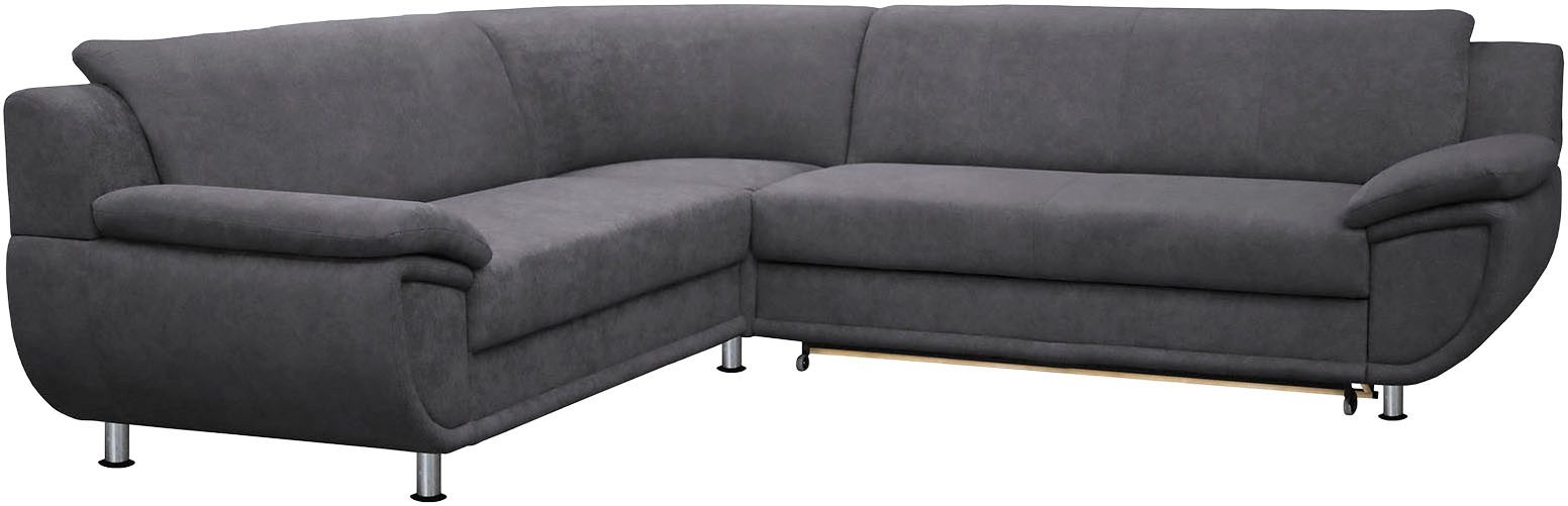 TRENDMANUFAKTUR Ecksofa Ecksofa, L-Form, wahlw.mit Federkern, Füße chromfarben, Unser Dauertiefpreis