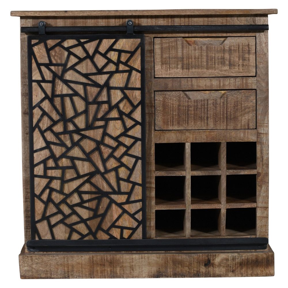 WOLF MÖBEL Sideboard (85x45x87), Slide Bar Kommode 2 Schubladen/1Schiebetüre/12 Flaschen