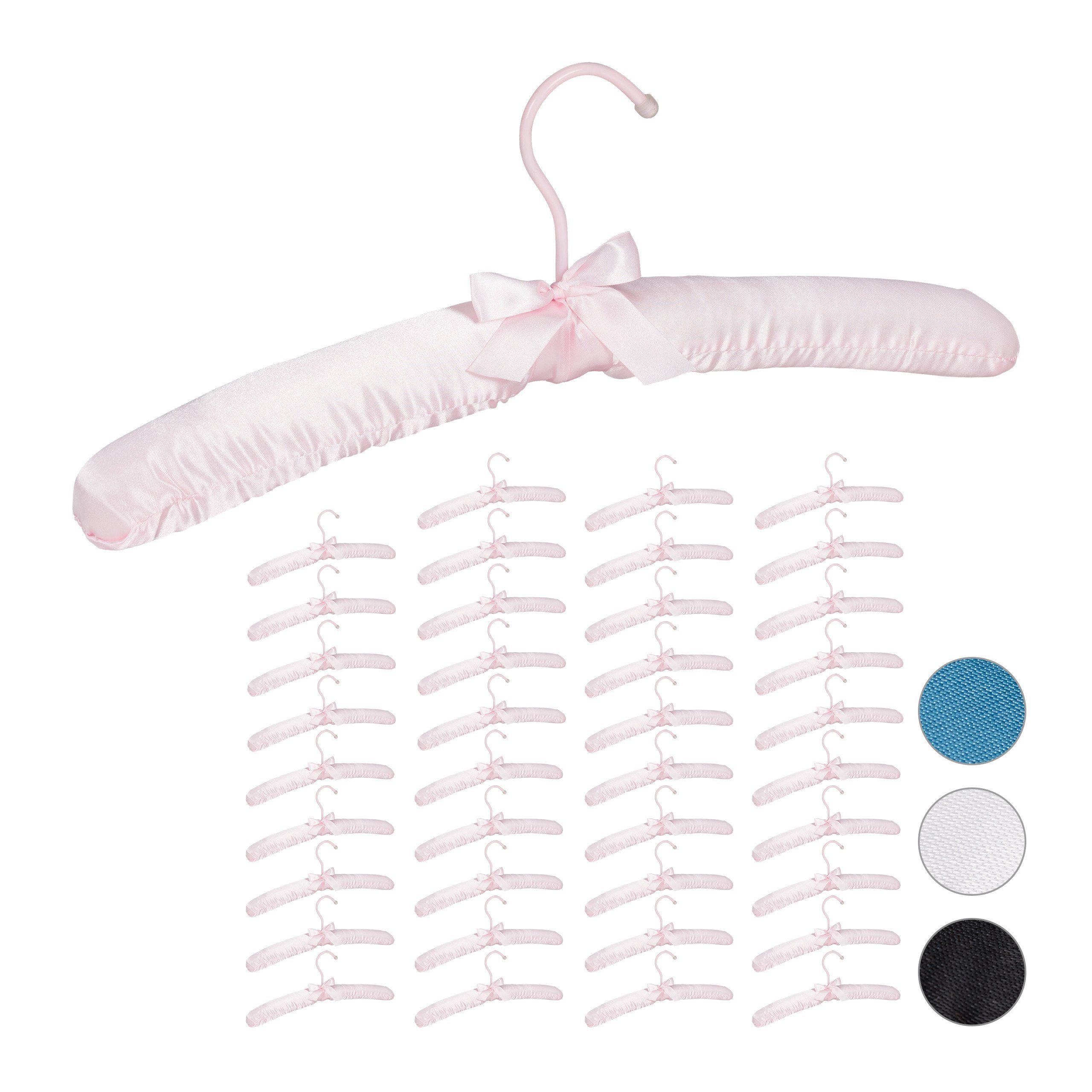 relaxdays Kleiderbügel 40x Kleiderbügel Satin rosa günstig online kaufen