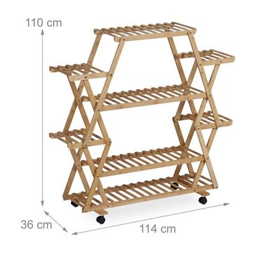 relaxdays Blumenständer Pflanzenregal Bambus