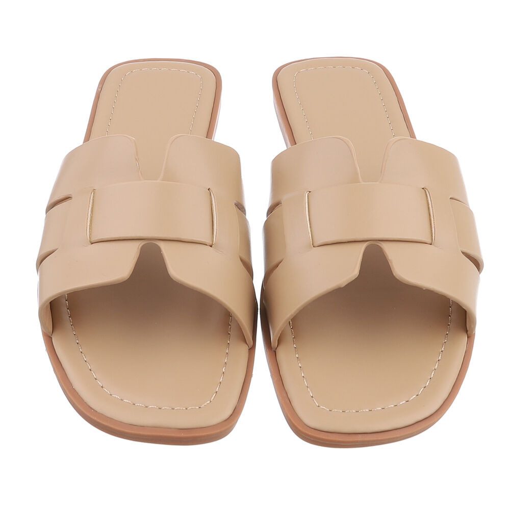 Ital-Design Moderne Sandalen für Freizeit und Sommervergnügen Pantolette (89322868) Blockabsatz Pantoletten in Hellbraun – Bild 4 von 5