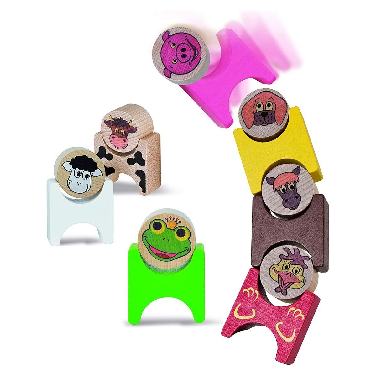 SIMBA Simba 100072315 - Eichhorn - Holz-Stapeltiere, 14 Teile, Bauernhof Spielbausteine