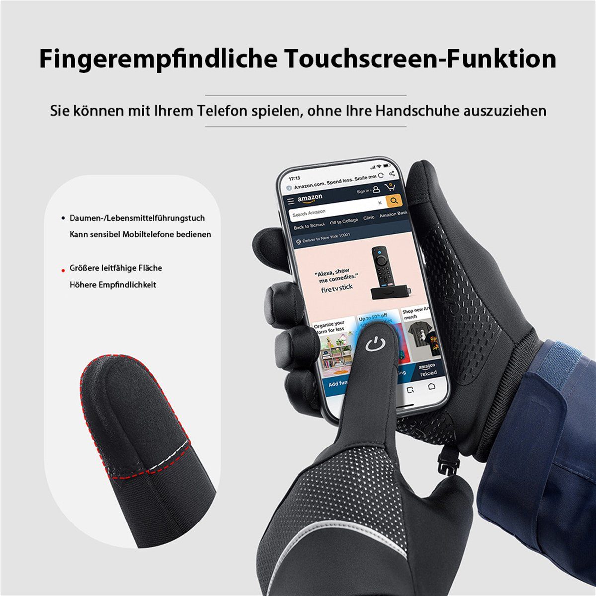 Fahrradhandschuhe Radfahren Warme samtig rutschfest Freien das Sport-Touchscreen-Handschuhe im Wasserdicht, Rosa kältebeständig, für Discaver und