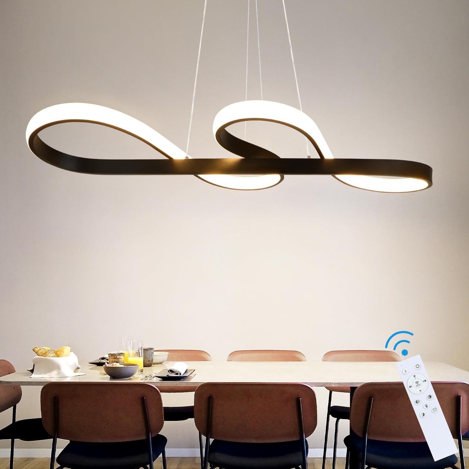 Nettlife LED Pendelleuchte Hängeleuchten Schwarz Dimmbar 47W, Höhenverstell günstig online kaufen