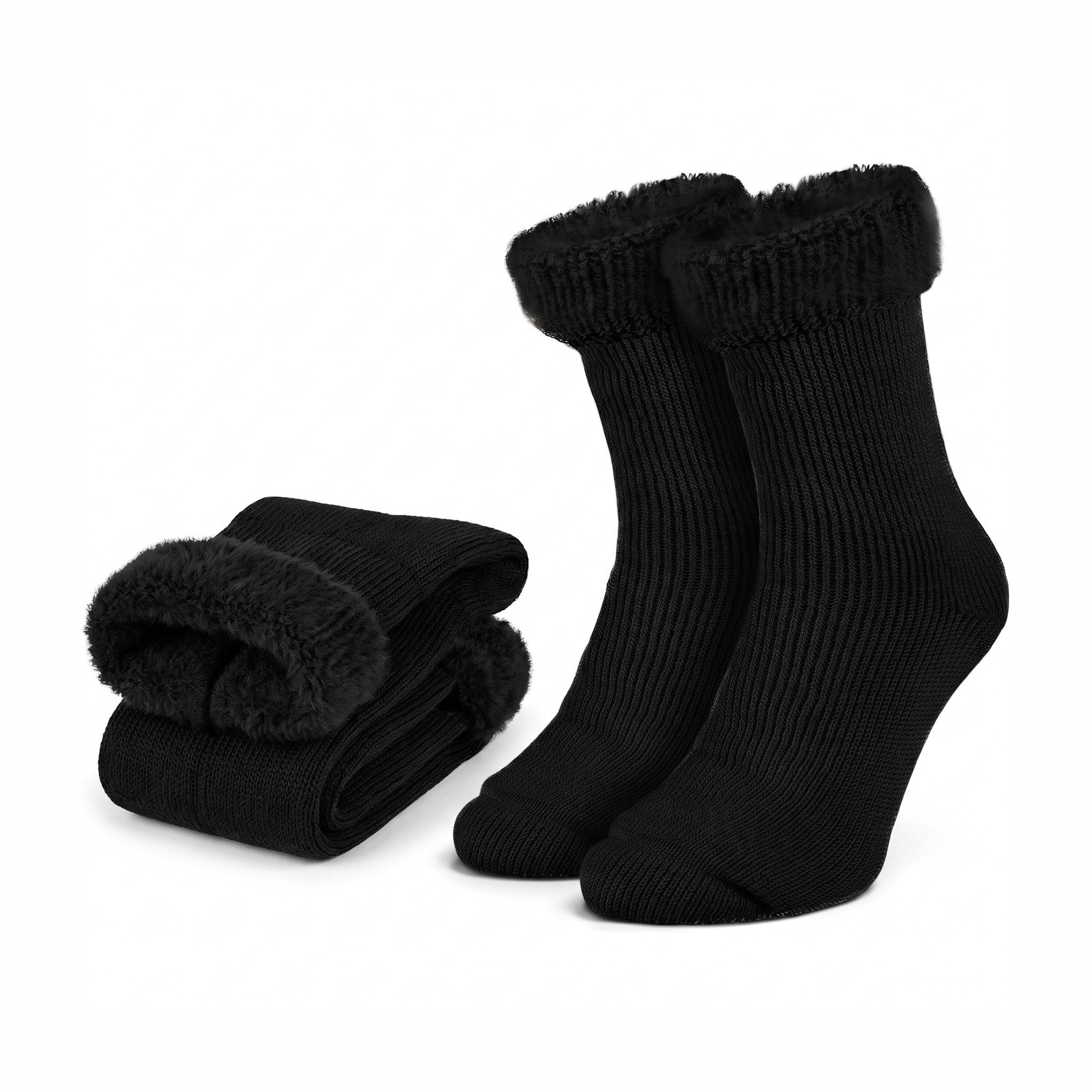 Black Snake Kuschelsocken Weiche Plüschsocken für Damen und Herren als warme Haussocken zuhause (Socken-Set, 2-Paar, Schwarz 41/47) Mit hohem TOG-Wert 2.3 ideal als Bettsocken und Wärmeschicht im Winter