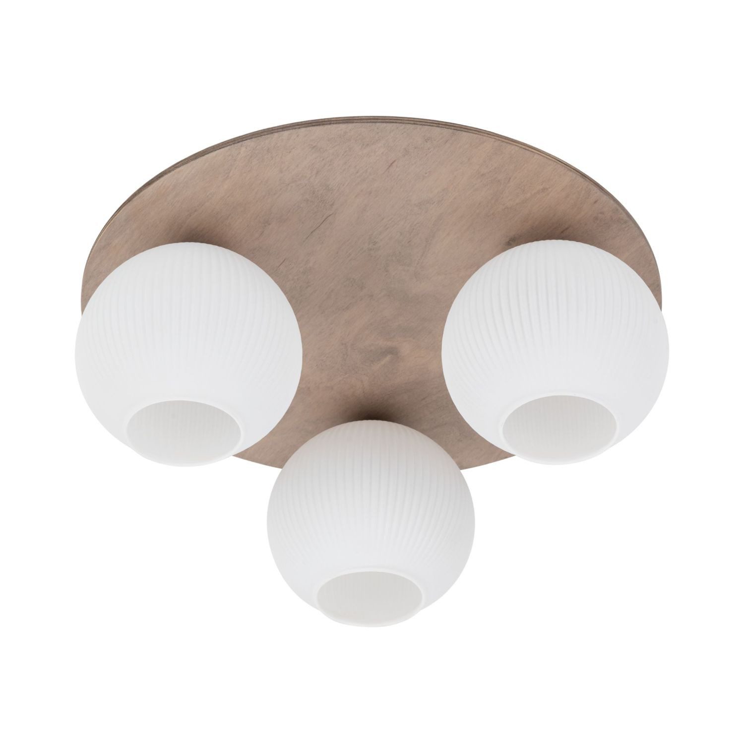 Licht-Erlebnisse Deckenleuchte FAVEL, ohne Leuchtmittel, Glas Metall B: 42 cm Beige Weiß E14 3-flammig Kugelschirm rund Modern