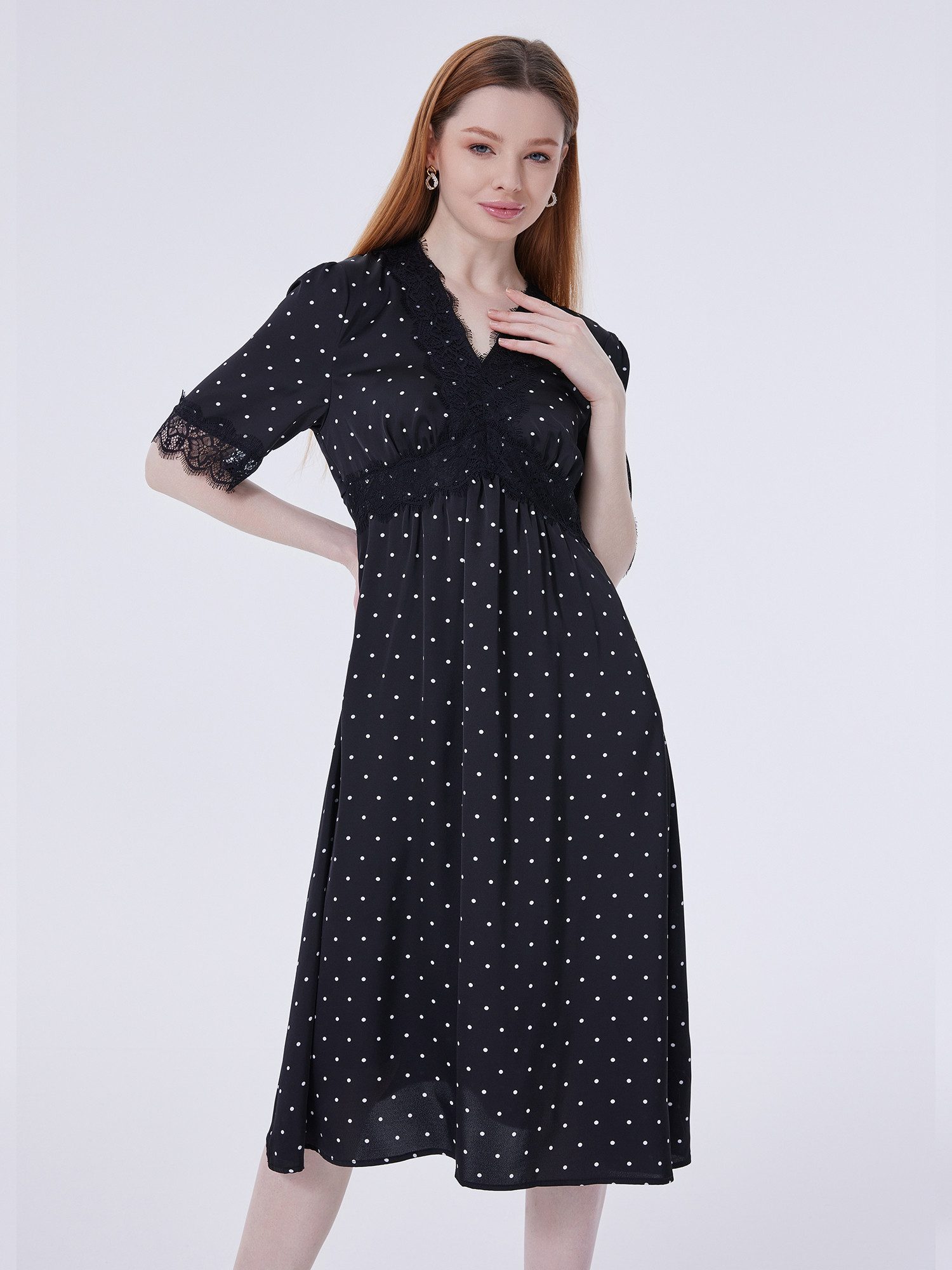 LAPA PLUS Midikleid Damen V-Neck Sommerkleid günstig online kaufen