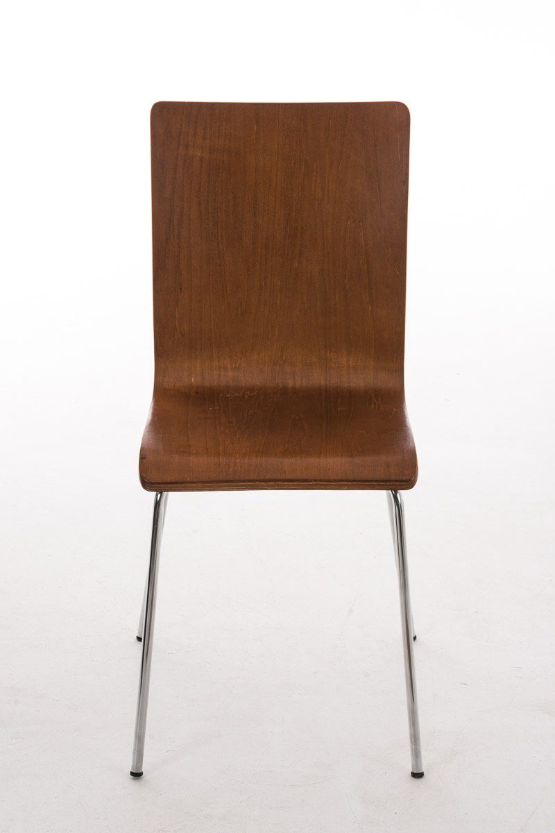 Metall Besucherstuhl - Sitzfläche - braun mit Gestell: Messestuhl), chrom - Warteraumstuhl (Besprechungsstuhl - Holz geformter Konferenzstuhl Peppo TPFLiving Sitzfläche: ergonomisch