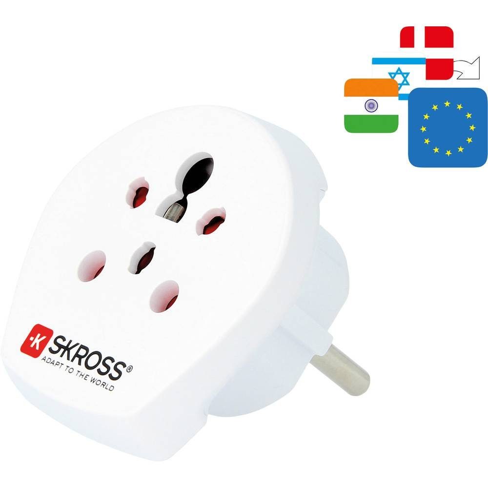 SKROSS Reisestecker Indien/Israel/Dänemark to Europe Reiseadapter