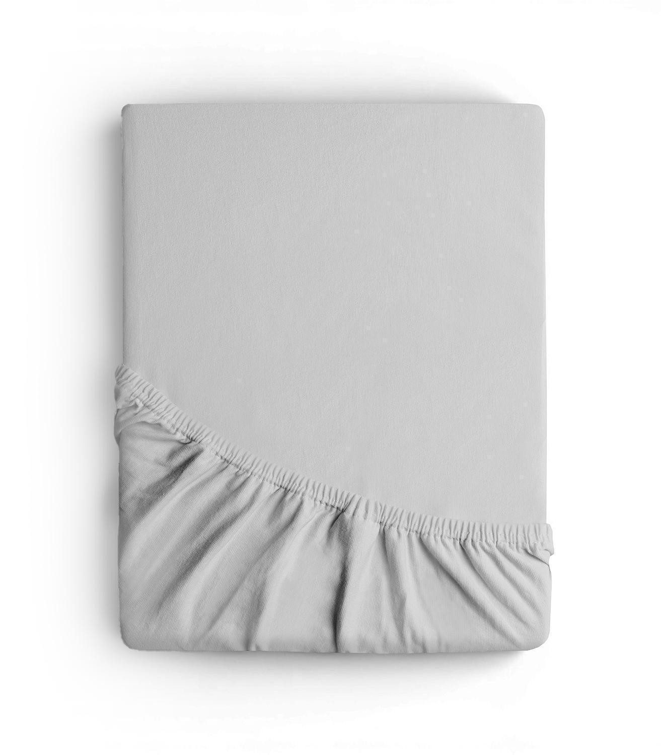 Spannbettlaken Jersey, 90 x 200 cm, Silbergrau, Uni, 140 g/m, Jersey, Gummizug: rundum, (1 Stück), mit Rundumgummizug