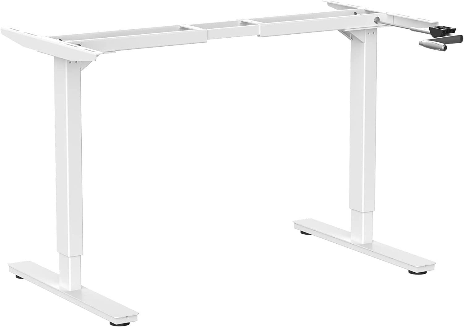 Ergotopia Schreibtisch Desktopia Budget Höhenverstellbarer Schreibtisch, Per Kurbel verstellbares Tischgestell, Breite verstellbar für alle gängigen Tischplatten, Höhenverstellbarkeit durch Kurbel Weiß