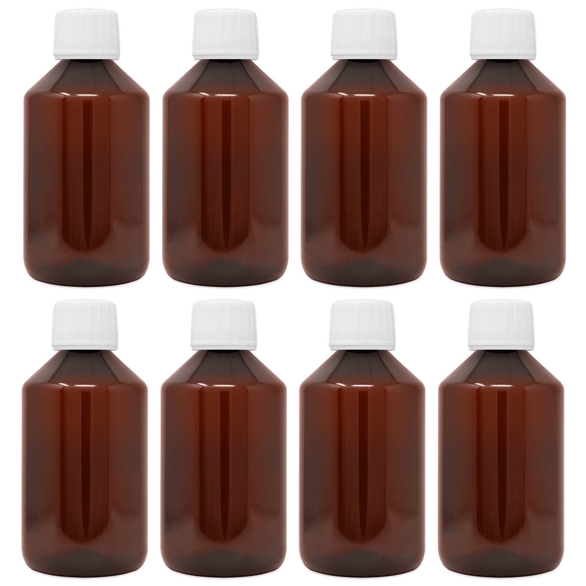 DistrEbution Kanister Flasche Braun mit Deckel 250ml Leere Laborflasche, Apothekerflasche aus PET Kunststoff