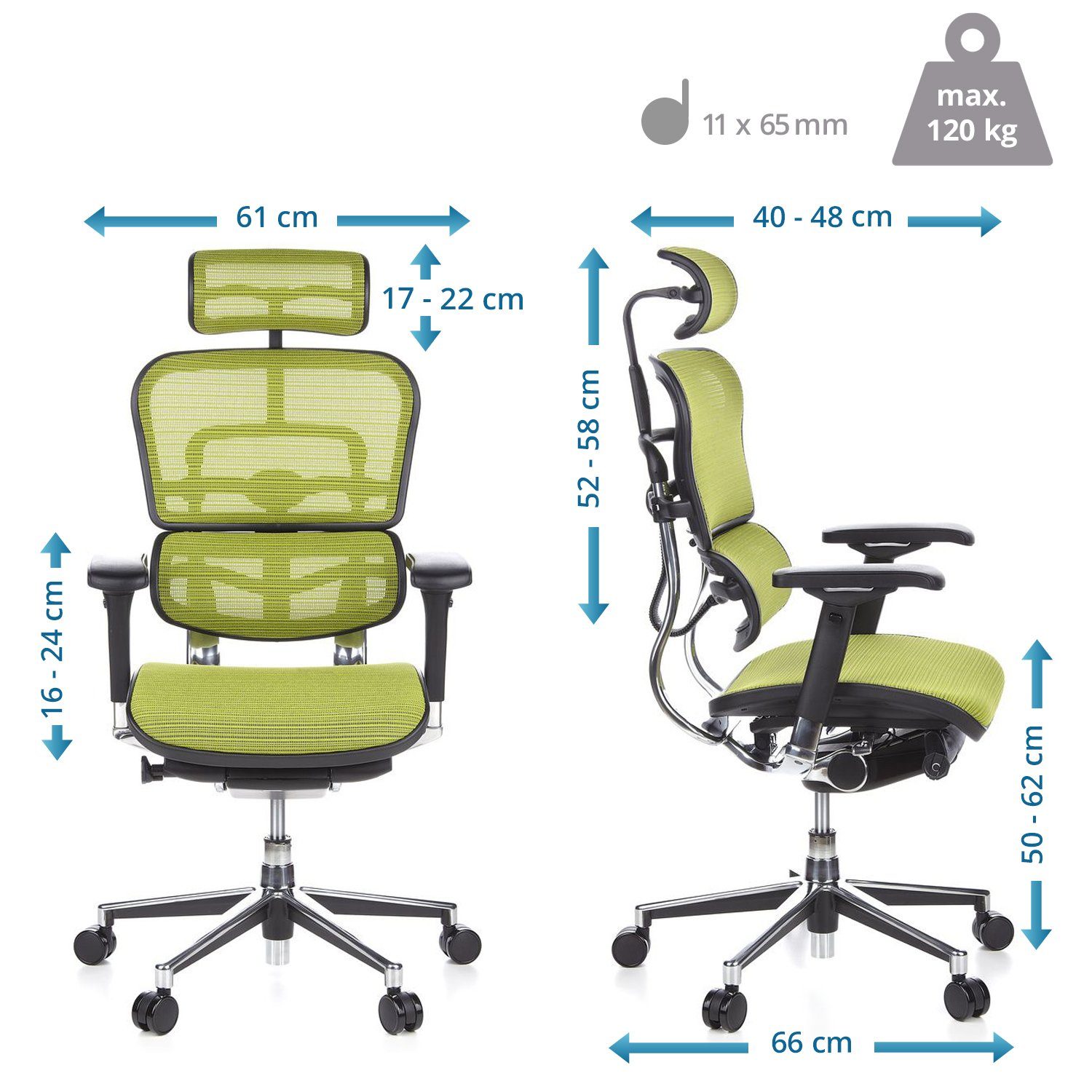 Chefsessel Drehstuhl Grün hjh Netzstoff Bürostuhl OFFICE ERGOHUMAN St), (1 Luxus ergonomisch