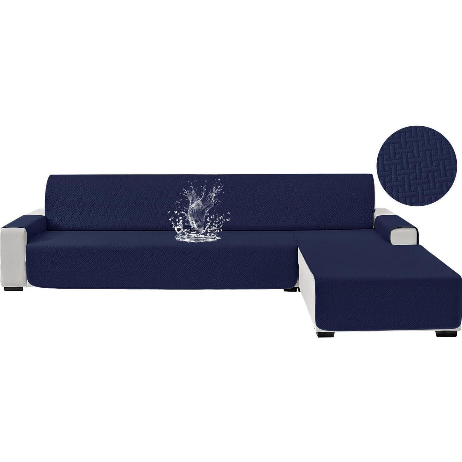 LuxusKollektion Ecksofahusse Sofabezug Ecksofa L Form 3 Dunkelblau L Form 3 Sitzer (L 255 CM)
