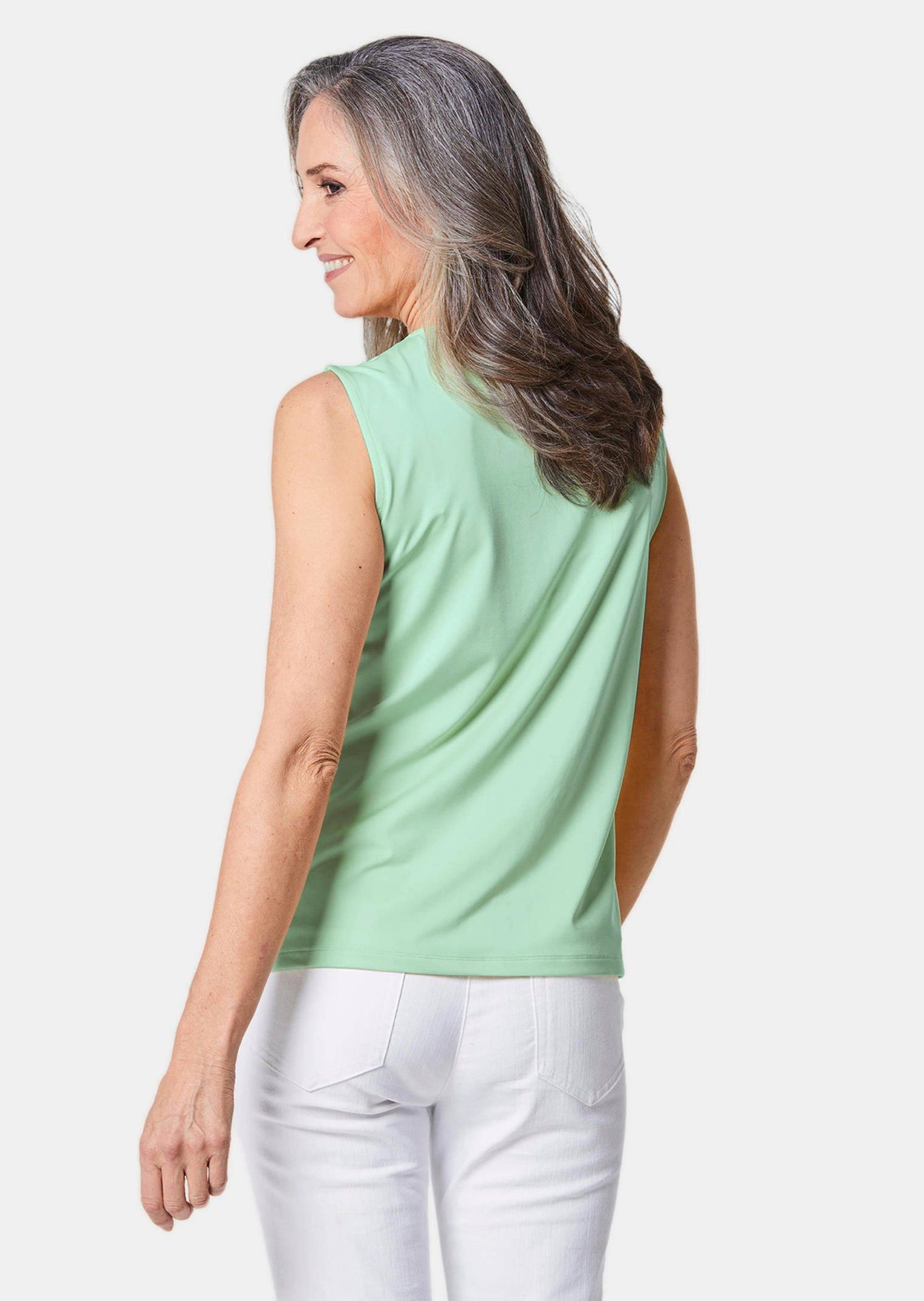 GOLDNER Shirttop Komfort-Top mit Doppel-Front Unifarbenes Modell mit klassischem Rundhalsausschnitt