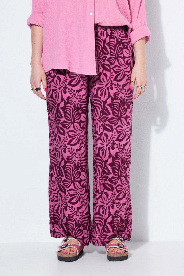 Studio Untold Schlupfhose Hose Wide Legs Flower-Print Elastikbund