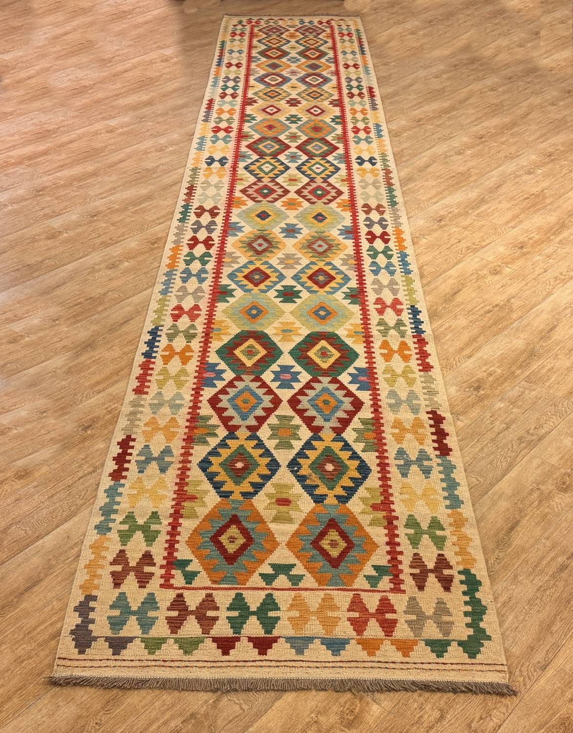 Rug Studios Teppich KELIM ORIGINAL HANDGEARBEITET, Rechteckig, Höhe: 5 mm, Handgewebt, 104 x 591 cm, Multi