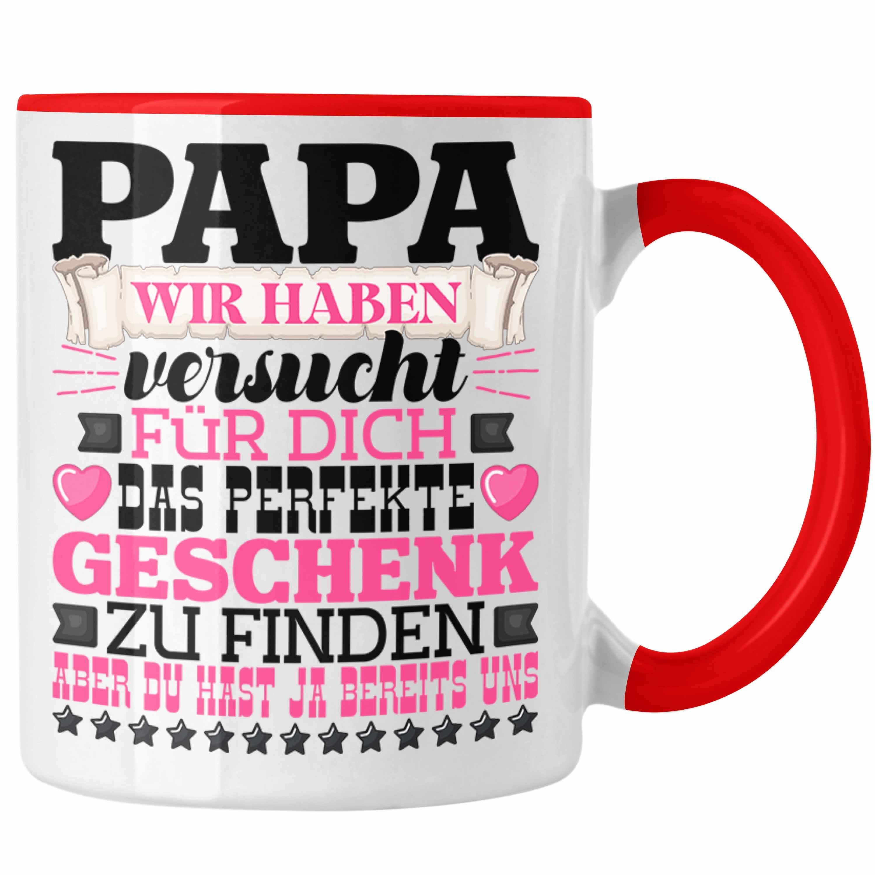 Trendation Tasse Papa Geschenk Tasse Geschenkidee für Besten Vater Geschenk von Tochte Rot