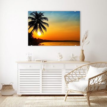 Primedeco Glasbild Wandbild Sonnenaufgang am Meer mit Aufhängung, Natur