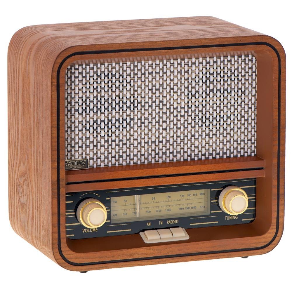 Camry CR 1188 Retro-Radio (Radio mit Holzgehäuse, AM/FM, Bluetooth, USB,  Vintage, Küchenradio, braun)