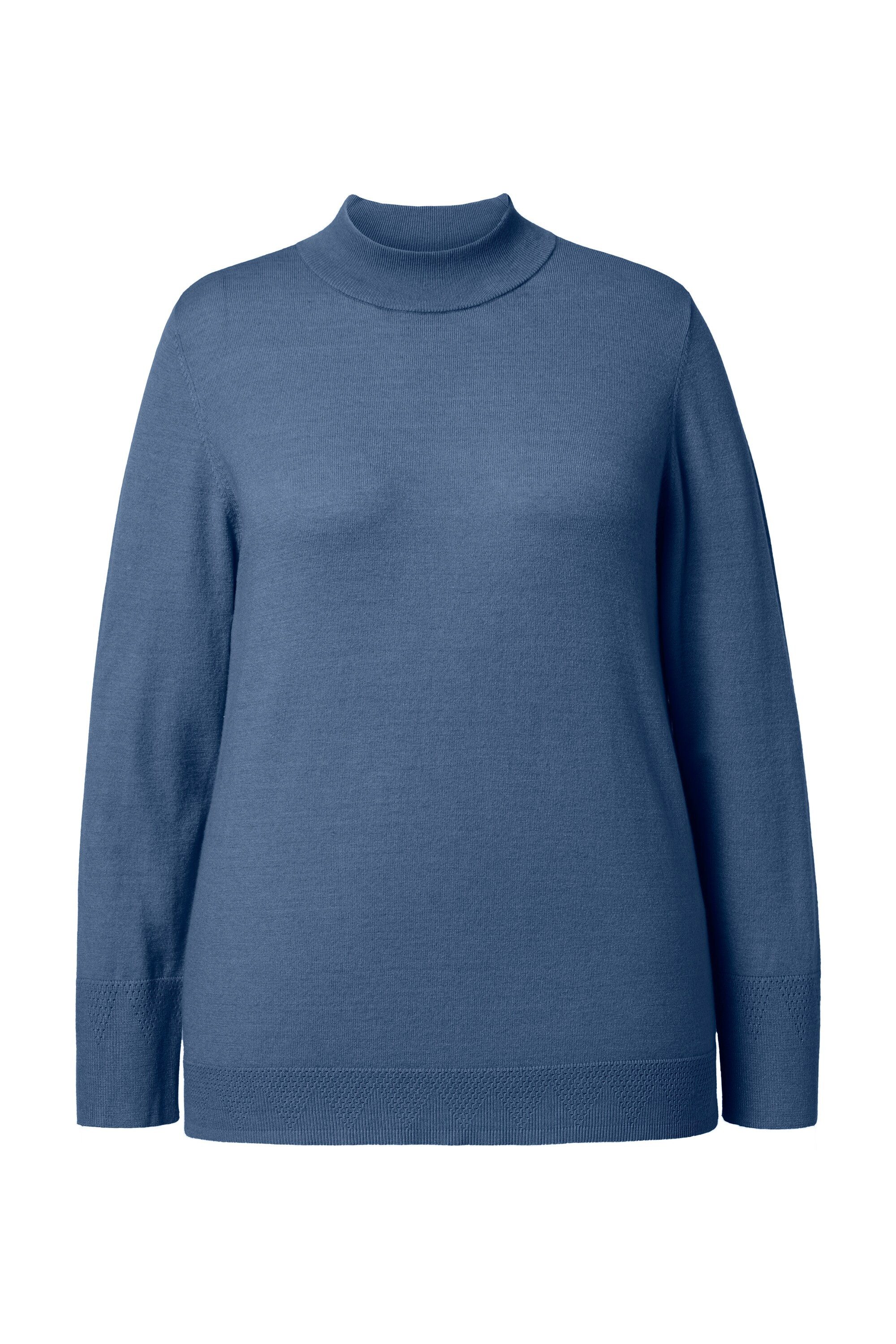 Ulla Popken Strickpullover Pullover Stehkragen Langarm Rippbündchen günstig online kaufen