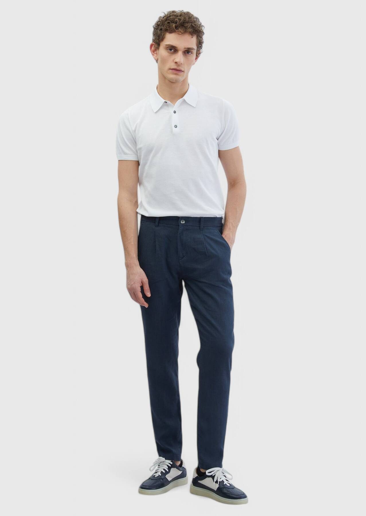 RAMSEY Джинсыjeggings Solide Kohle Gewebte Jogginghose - 100% Leinen, Tägliche Kleidung