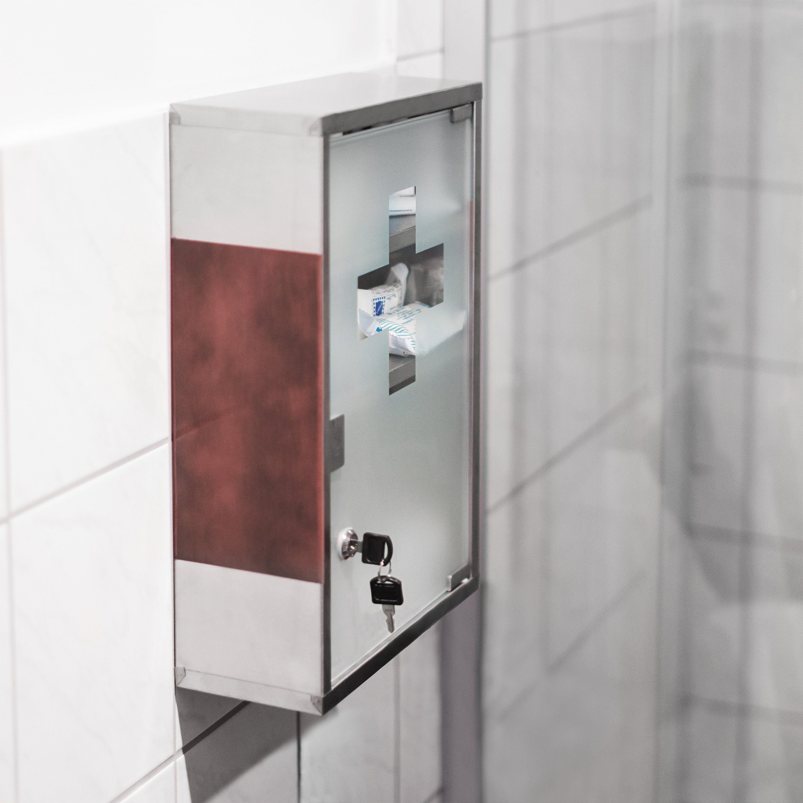 relaxdays Medizinschrank EMERGENCY Edelstahl XL günstig online kaufen
