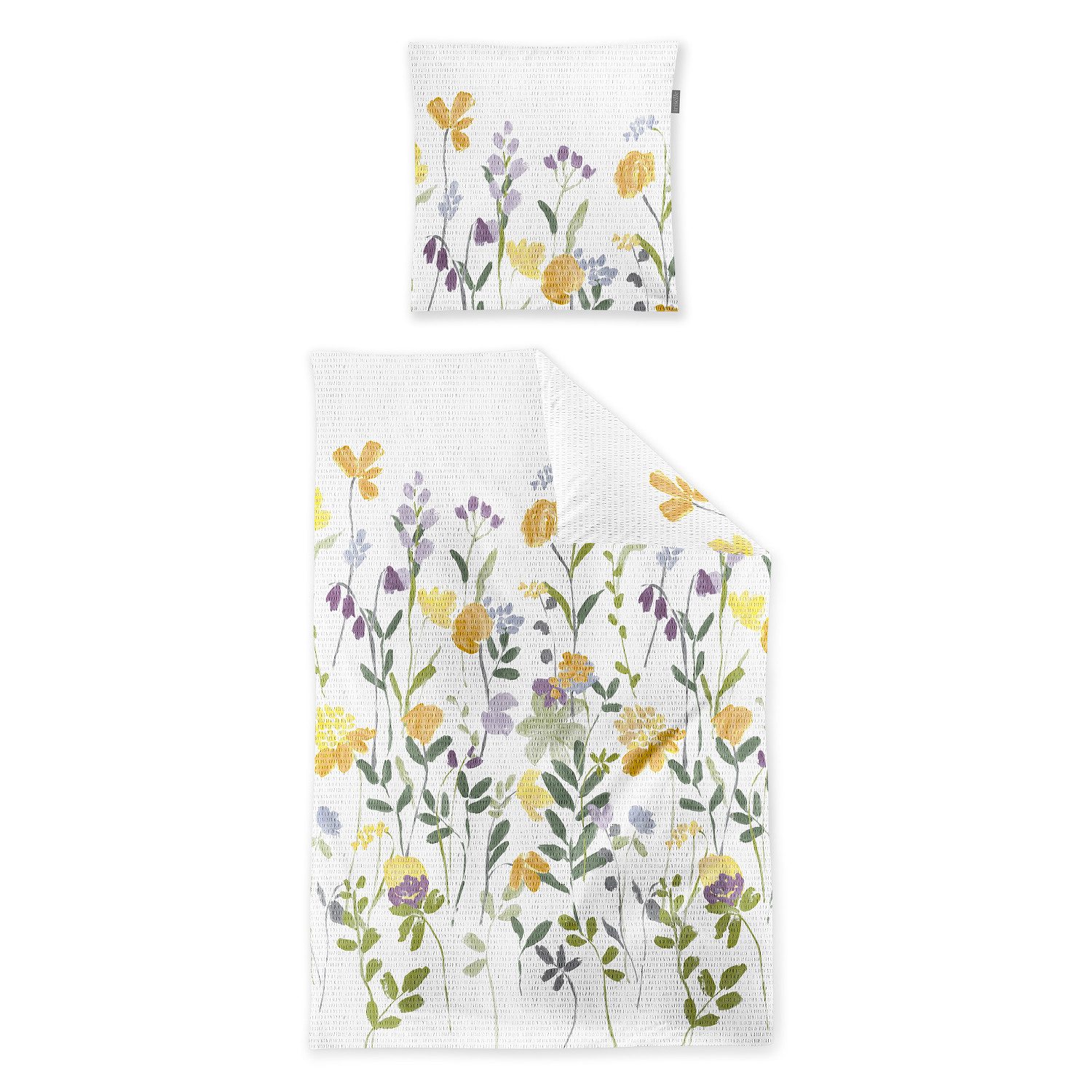 Irisette Bettwäsche Irisette Seersucker Bettwäsche Easy 8547-40 Blumen gelb lila 135x200, Soft Seersucker, 2 teilig