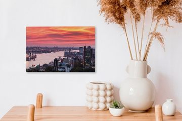 OneMillionCanvasses® Leinwandbild Hamburg - Hafen - Stadt, (1 St), Wandbild Leinwandbilder, Aufhängefertig, Wanddeko, 30x20 cm