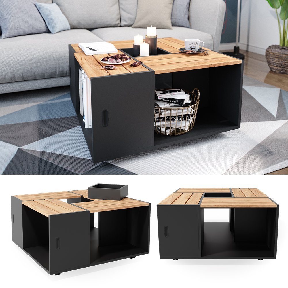 Vicco Couchtisch Anton, Anthrazit/Goldkraft Eiche, 80 günstig online kaufen