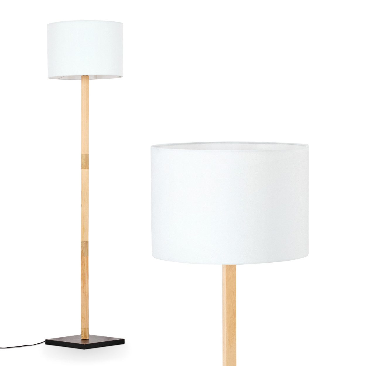 hofstein Stehlampe Boho-Style Stehlampe aus Holz/Metall/Stoff in Naturfarbe günstig online kaufen