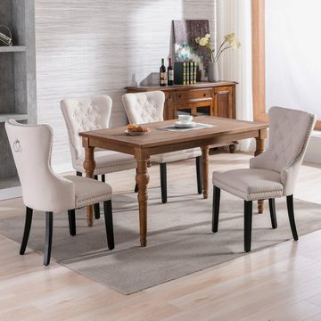 Ulife Stuhl mit Eichenbeinen, Knopf, Chromklopfer und Nagelkopfbesatz (2 St), Küchenstuhl Wohnzimmer Lounge Freizeitstuhl
