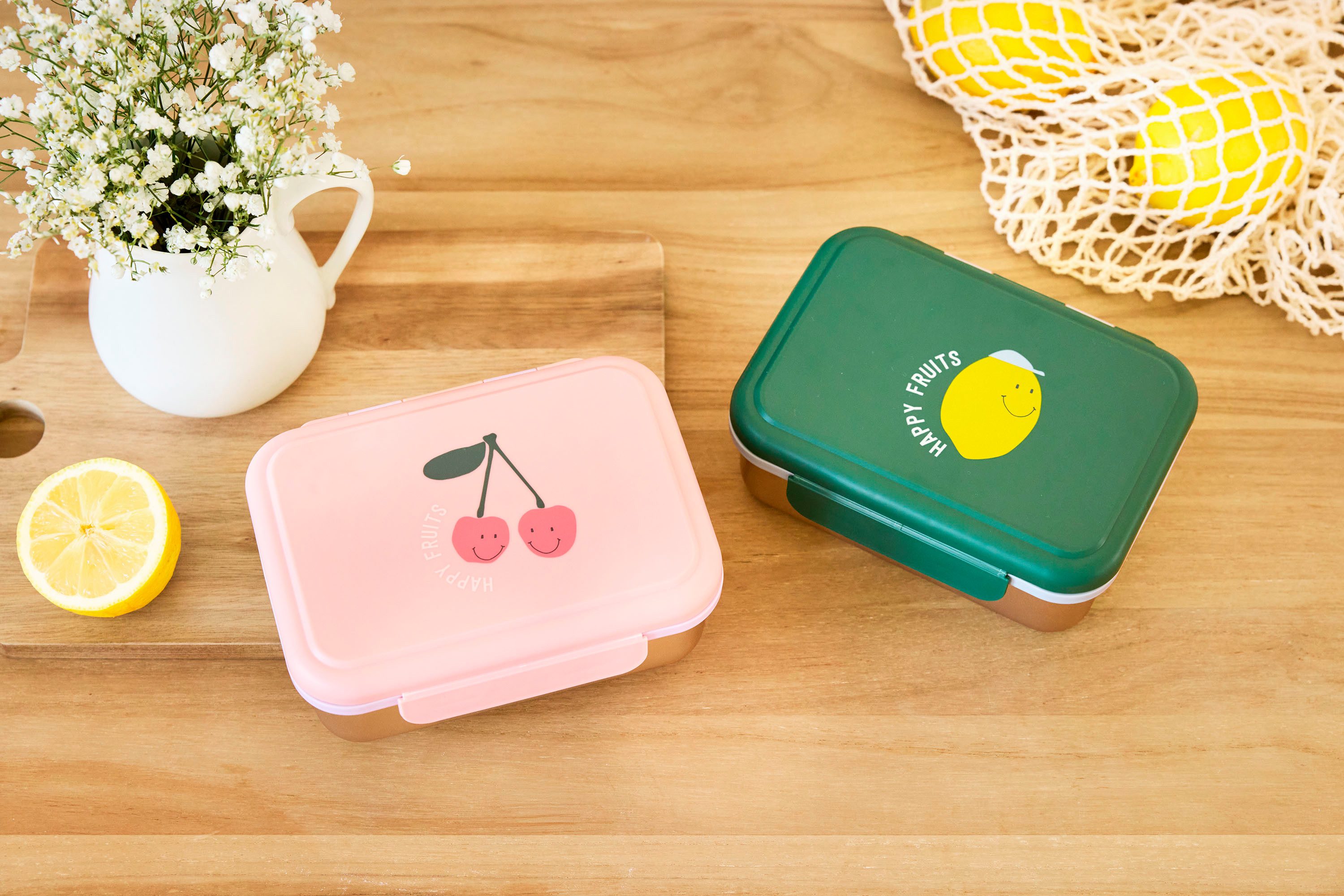 LÄSSIG Lunchbox Happy Fruits Stainless Steel Kirsche, Edelstahl, Polyprophylen (PP), Silikon, (1-tlg) – Bild 3 von 5