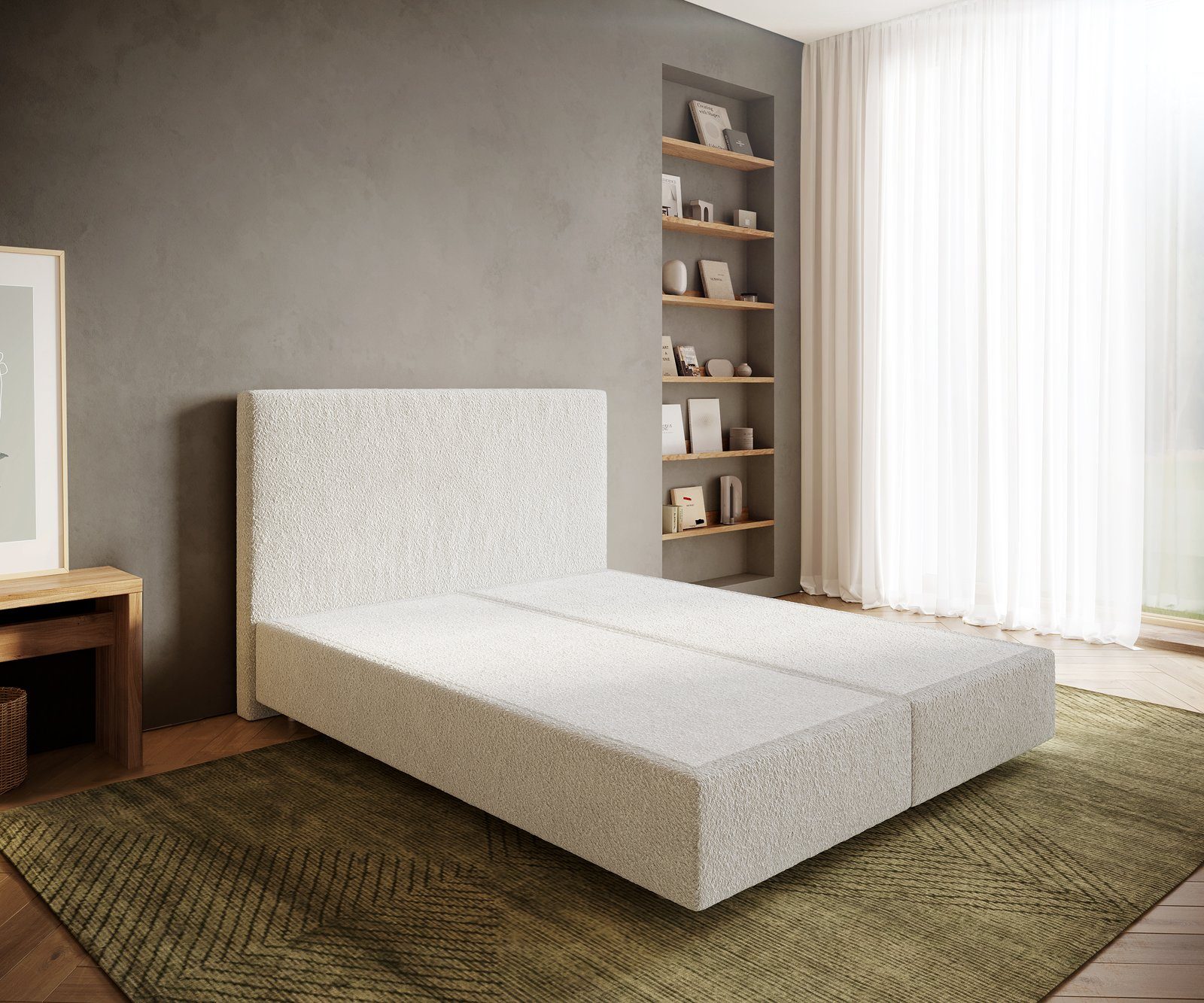 DELIFE Bettgestell Dream-Well, Bouclé Creme-Weiß 160x200 günstig online kaufen