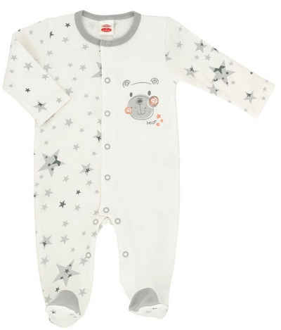 Makoma Strampler Baby Strampler mit Fuß Pyjama Schlafanzug Schlafoverall Teddy (1-tlg) 100% Baumwolle
