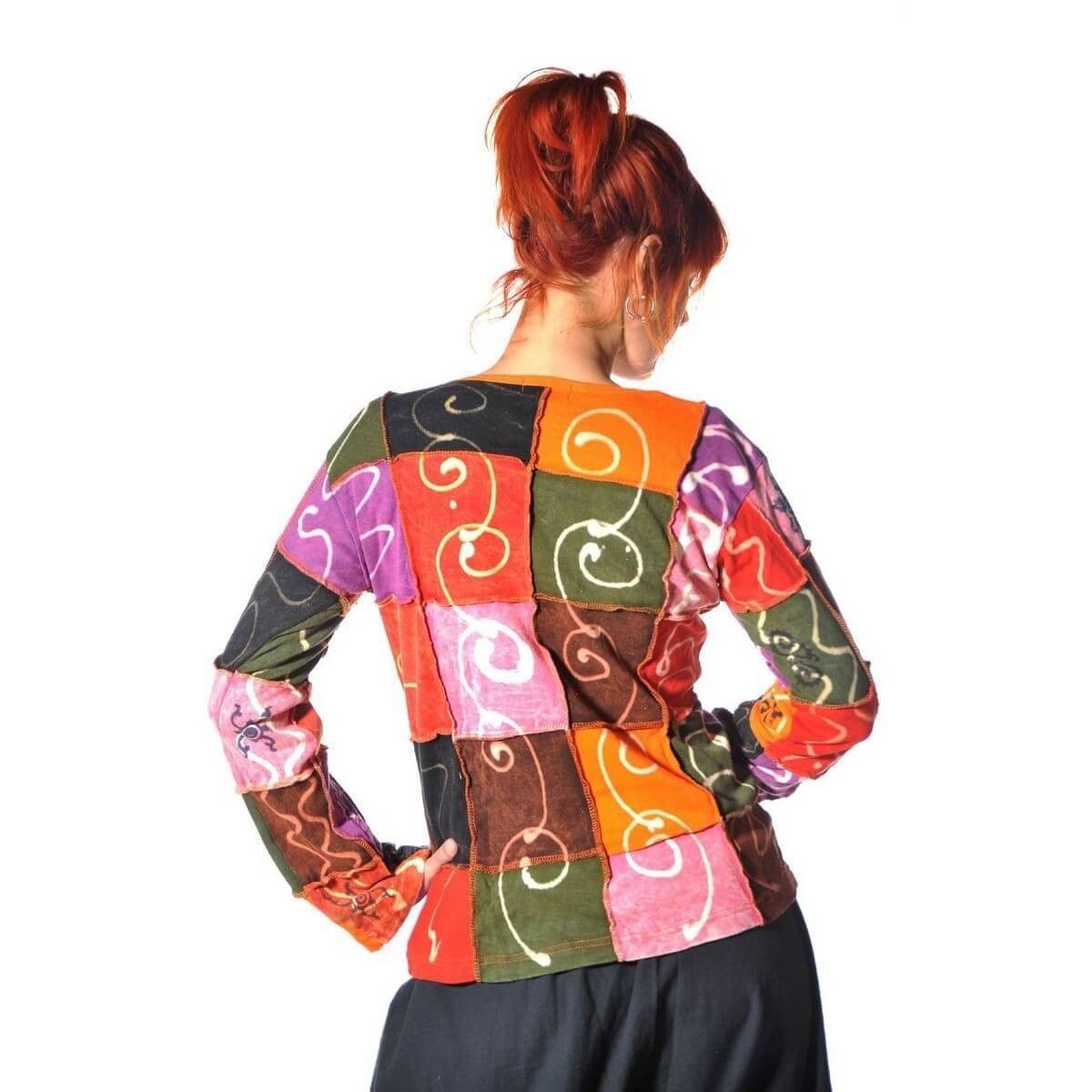 Patchwork (1-tlg) Asha Bunt Rundhalspullover SIMANDRA Sweatshirt