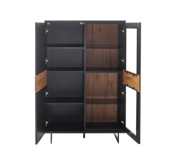 Empinio24 Highboard TL3100, Breite 90 cm, anthrazit + Wildeiche, mit 2 Türen, teilmassiv